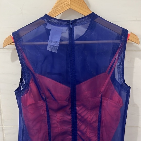 SportMax | NWT Abito Giglio Sovrapposto Midi dress in Blue and Red - Size US 8 - Picture 6 of 8